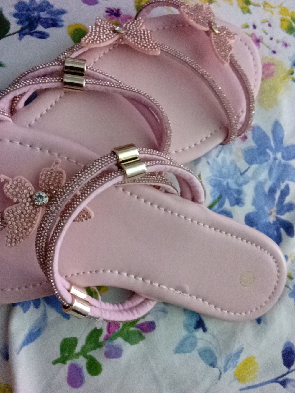Pink Beaded Butterfly Slide Sandals - Women Accessories